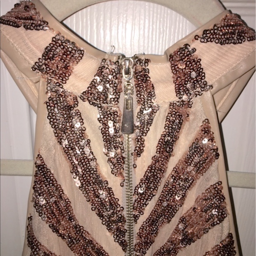 Rose Gold Sequin Halter Dress EUC Size Medium - Picture 9 of 12